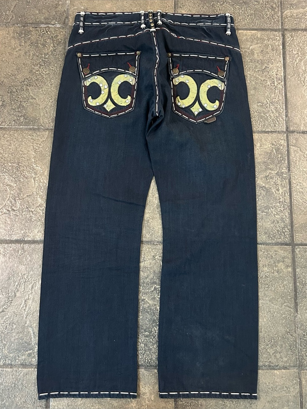 Vintage Y2K Seouka Baggy Rhinestone Jeans Size 34